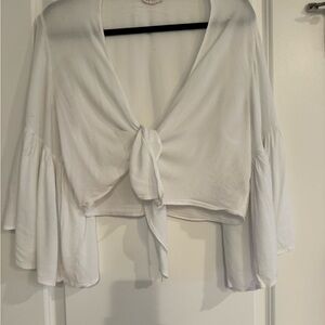 Crop top tie closure and bell sleeves